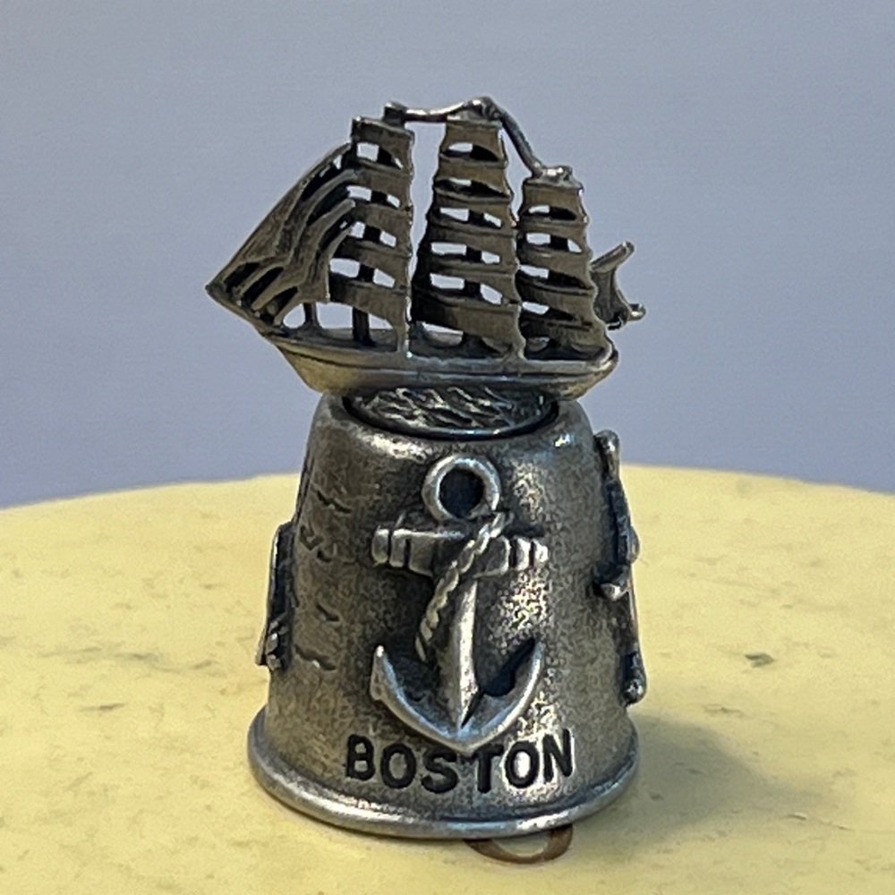 Boston Ship and Anchor Souvenir Pewter Thimble